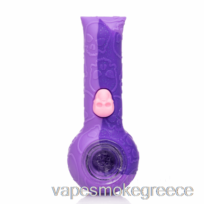 Vape Greece Stratus σιλικόνης κρανίο σωλήνα χειρός γυαλιστερή ορχιδέα (γκλίτερ βιολετί / ροζ)